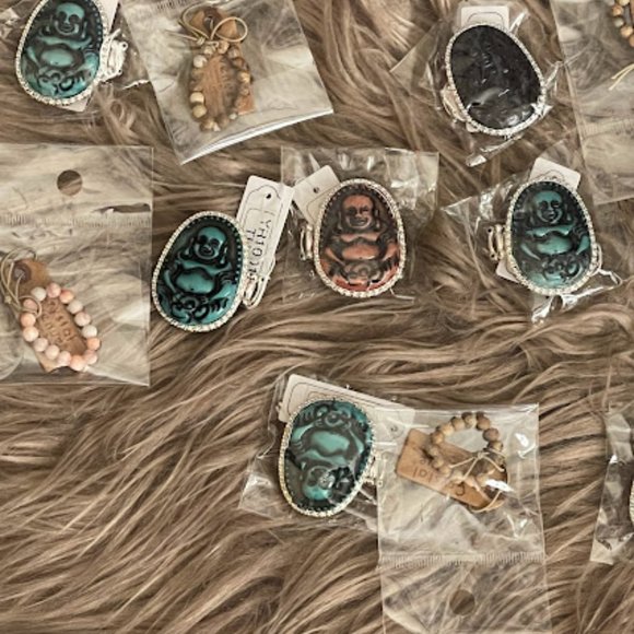 Buddha Adjustable Ring and Natural Stone Set - Picture 2 of 5